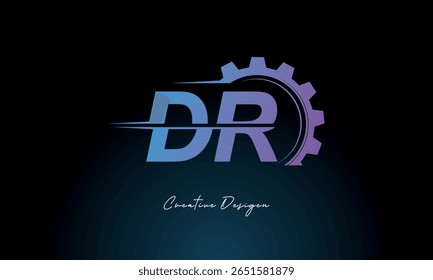 DR Gear Fusion Logo – Industrial Tech-Inspired Letter mark Futuristic Industrial Letter Mark Design for Technology and Engineering Brands.
