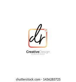 DR initial handwriting with color logo icon template vector.