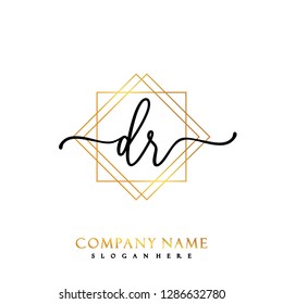 DR Initial Handwriting logo template vector