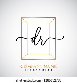 DR Initial Handwriting logo template vector