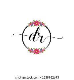 DR  Initial Handwriting logo template vector