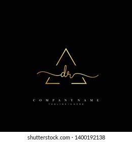 DR initial handwriting logo template vector