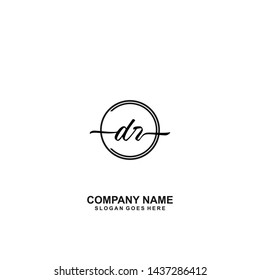 DR Initial handwriting logo template vector