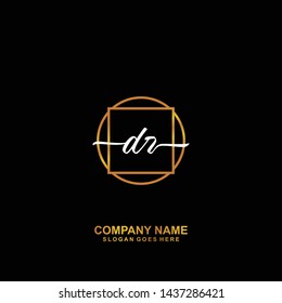 DR Initial handwriting logo template vector
