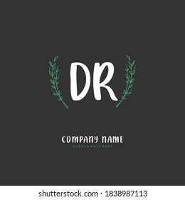 DR Initial handwriting and signature logo design with circle. Beautiful design handwritten logo for fashion, team, wedding, luxury logo.