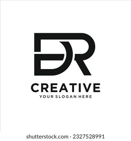 El concepto del logo de la carta inicial DR aislado en fondo blanco.