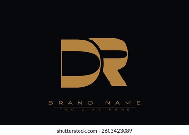 DR initial letter logo design. Letter D and R luxury alphabet letter logo icon template