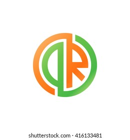DR initial letters linked circle logo orange green