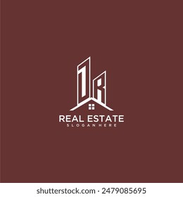 DR Monograma inicial de construcción y logotipo de techo para bienes raíces