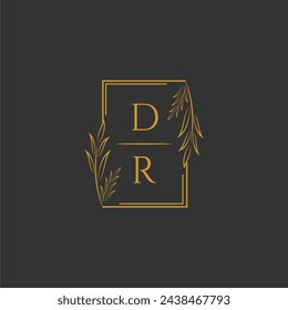 DR initial monogram wedding with creative square line