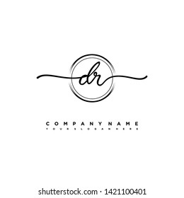 DR initial signature logo. handwriting logo template vector,