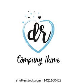 DR initial signature logo. handwriting logo template vector,
