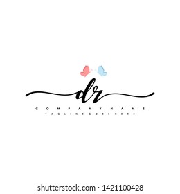 DR initial signature logo. handwriting logo template vector,