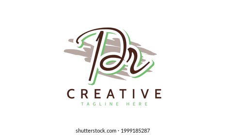 Iniciales DR, vector de logotipo de escritura a mano