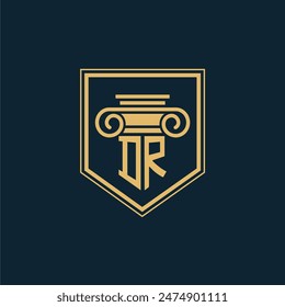 DR Initials Law Firm Logo Lawyer logo with creative law element