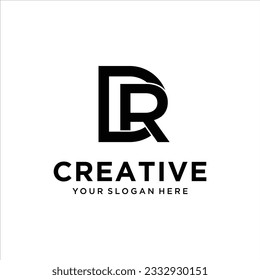 Plantilla vectorial de diseño de logotipo de carta DR