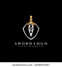 DR carta monograma de luxo para escudo e espada estilo imagem