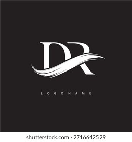 DR Letter Monogram Logo with Brush Stroke for Modern Brand Identity
