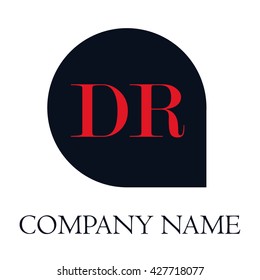 DR Letter red , Abstract black background logo, Design identity in shape, Alphabet letter