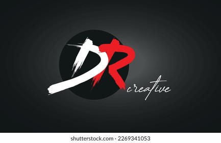 DR Letters Brush Paint Logo icon, Elegant Vector Design