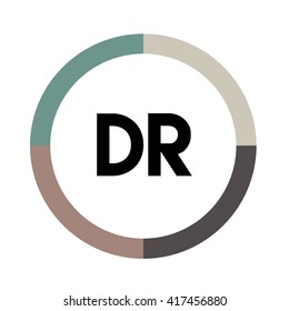 DR letters, four colors in abstract background logo, design identity in circle, alphabet letter