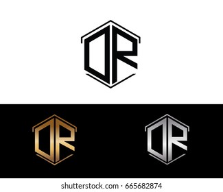 DR letters linked with hexagon shape logo