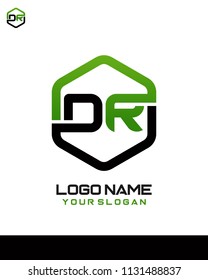 DR logo letter initial, Abstract polygonal Background Logo,