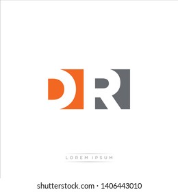 DR Logo Letter with Modern Negative space - Orange and Grey Color EPS 10