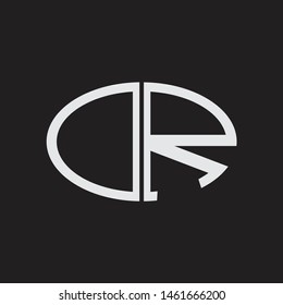 DR Logo letter oval monogram design template with black and white colors