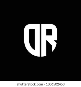 dr logo monogram with circular shape shield design template