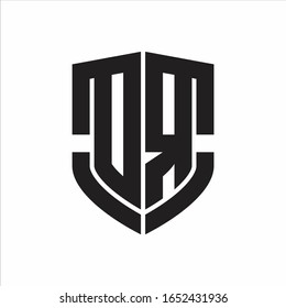 DR Logo monogram with emblem shield shape design isolated on white background