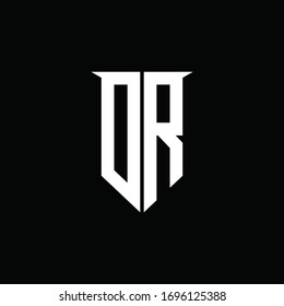 DR logo monogram with emblem shield style design template