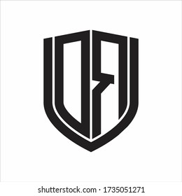 DR Logo monogram with emblem shield design isolated on white background