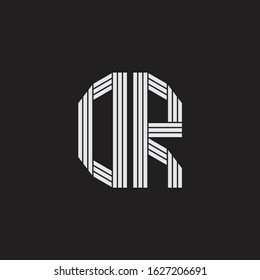DR Logo monogram with outline style linked isolated on black background