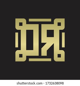 DR Logo monogram with piece line art design template