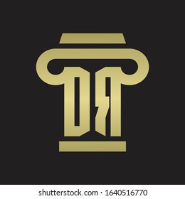 DR Logo monogram with pillar style design template with gold colors