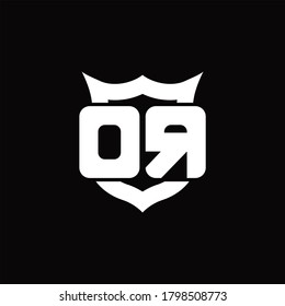 DR Logo monogram with shield around crown shape design template