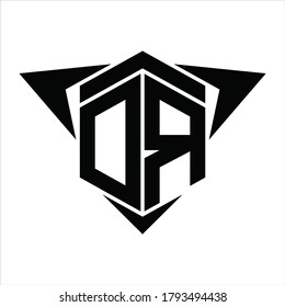 DR Logo monogram with wings arrow around design template on white background