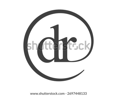 DR logo from two letter with circle shape email sign style. D and R round logotype of business company for brand identity.