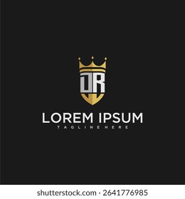 DR luxury letter monogram for crown and shield logo design