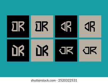 Diseño de conjunto de logotipos minimalista y clásico de DR. DR monograma poligonal y Vector de forma circular 
