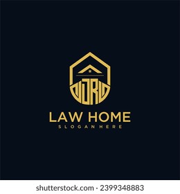 DR monogram initial logo for lawhome with shape home design