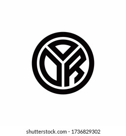 DR monogram logo with circle outline design template isolated on white background