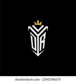 DR monogram logo initial for shield  crown style design