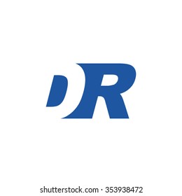 DR negative space letter logo blue