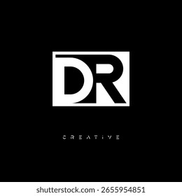 Monograma de espaço negativo DR - Logotipo de marca de letra preto e branco minimalista para branding criativo, identidade de moda e conceitos de design moderno
