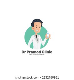 Dr. Pramod Klinik hier, um Ihnen zu helfen, immer Vektormascot Logo Vorlage.