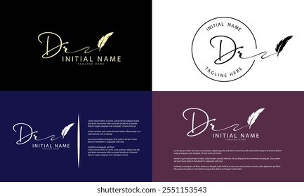 DR R D  initial signature logo template vector