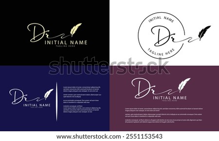 DR R D  initial signature logo template vector