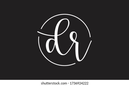 dr or rd Cursive Letter Initial Logo Design, Vector Template